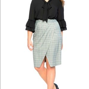 Plaid Tulip Column Skirt